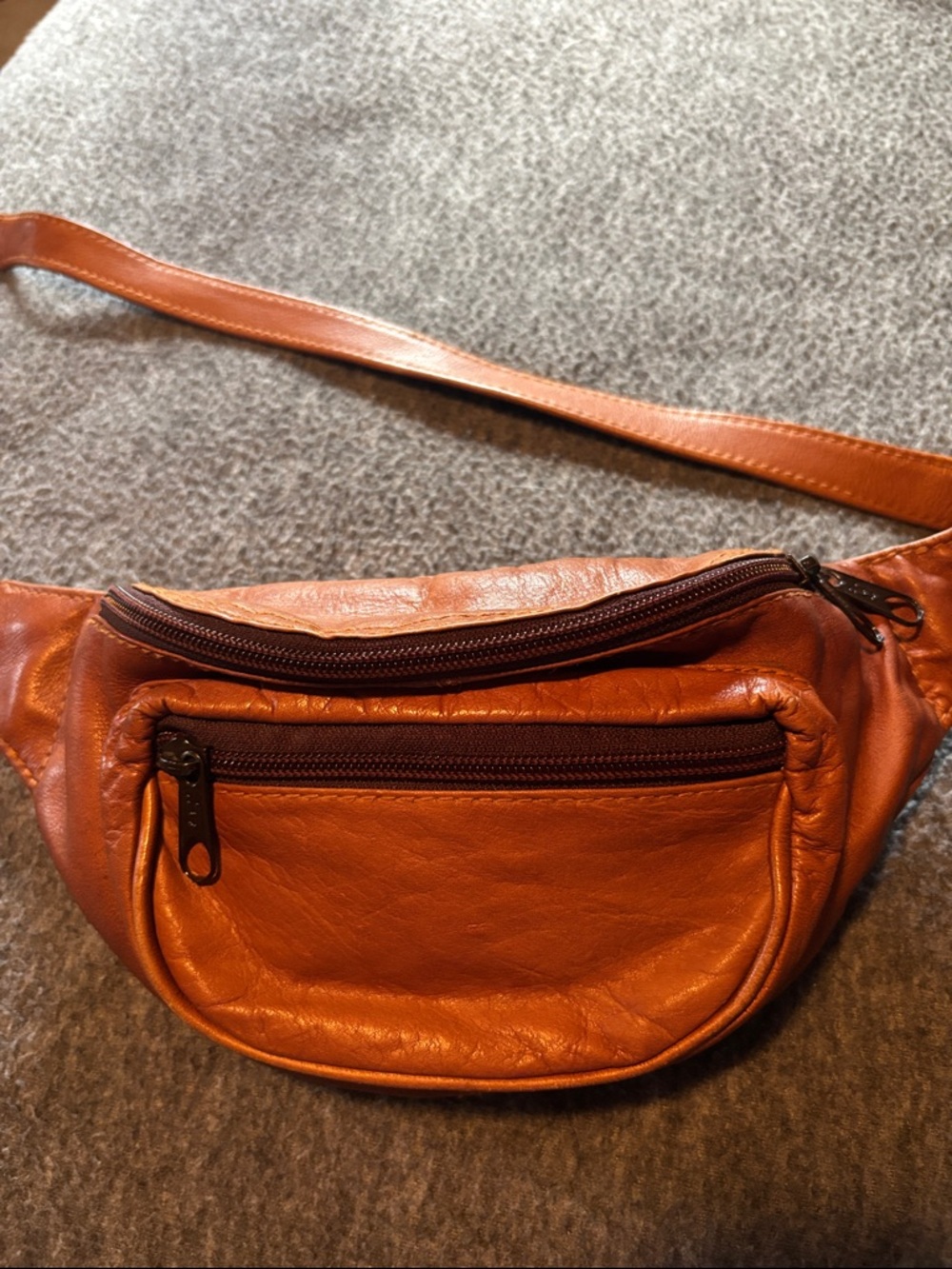 Women's Tan Leather Waist Bag / Crossbody Fanny Pack
